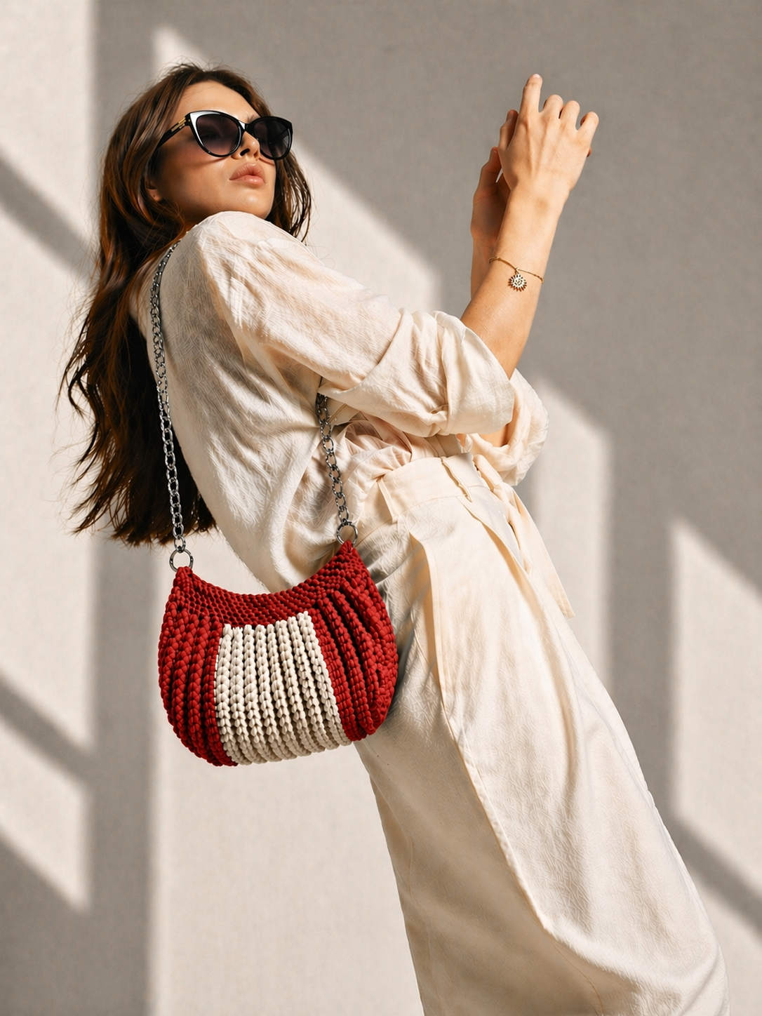 Knitted Two-Tone Crossbody Bag