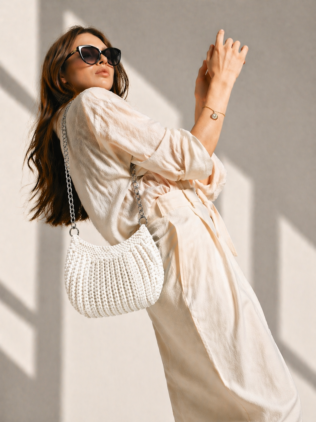 Knitted Two-Tone Crossbody Bag